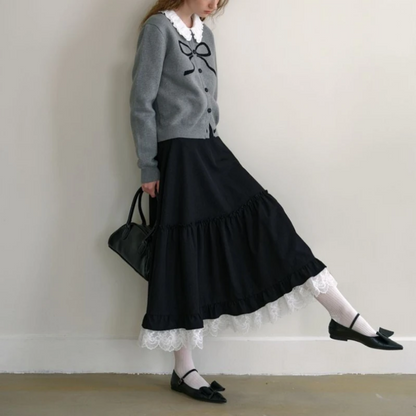 Japanese Style Vintage Black Long Skirt