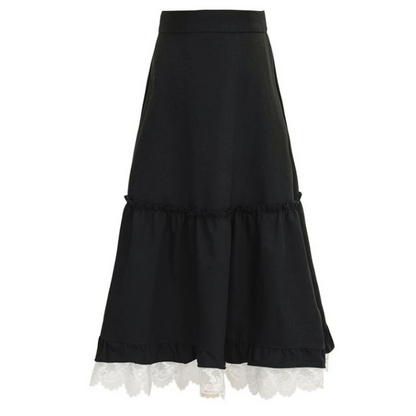 Japanese Style Vintage Black Long Skirt