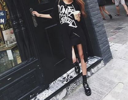 Cut Out Leather Black Ankle Boots