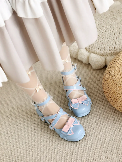 Gothic Kawaii Bow Platform High Heels Shoes