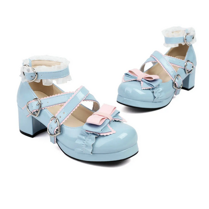 Gothic Kawaii Bow Platform High Heels Shoes