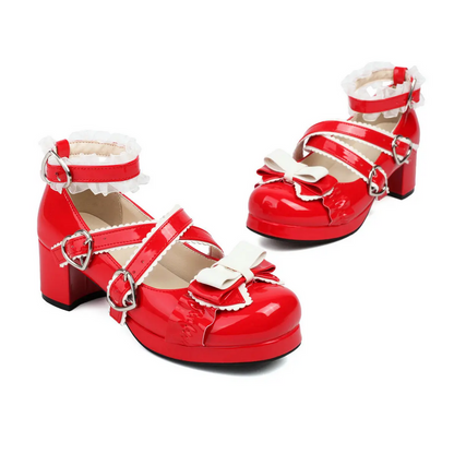 Gothic Kawaii Bow Platform High Heels Shoes