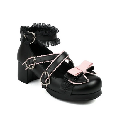 Gothic Kawaii Bow Platform High Heels Shoes