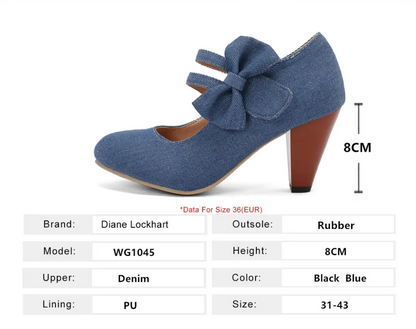 Fashion Denim Platform Mary Jane Heels