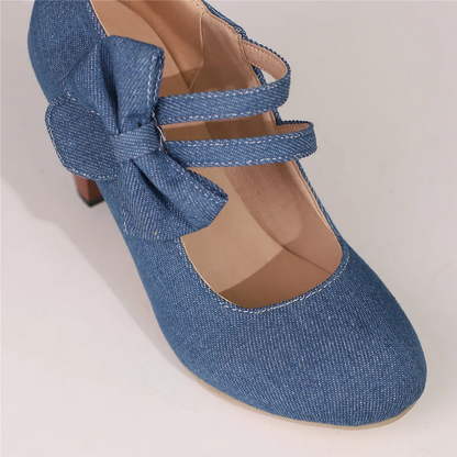 Fashion Denim Platform Mary Jane Heels