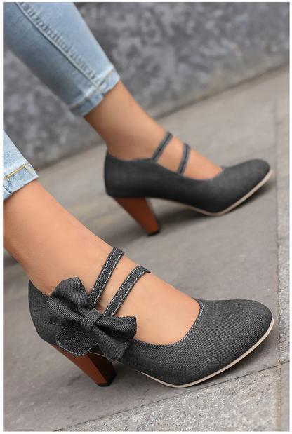 Fashion Denim Platform Mary Jane Heels