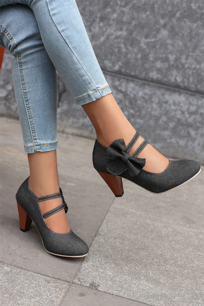 Fashion Denim Platform Mary Jane Heels