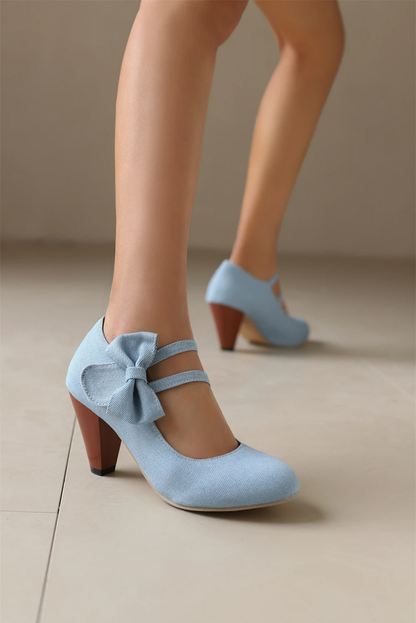 Fashion Denim Platform Mary Jane Heels