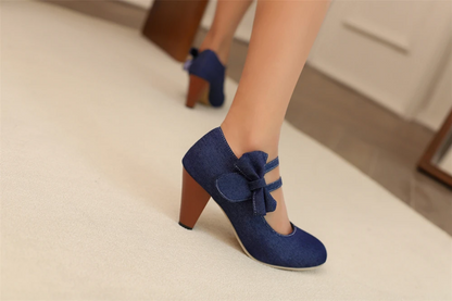 Fashion Denim Platform Mary Jane Heels