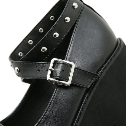 Black Gothic Punk Rivet Buckle High Heels