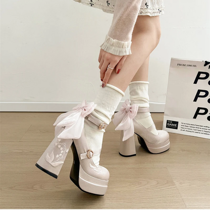 Sweet Bowknot Platform Shoes