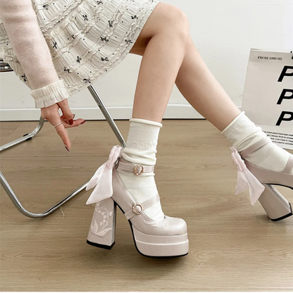 Sweet Bowknot Platform Shoes