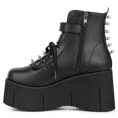 Women’s Black Studded Goth Platform Wedge Boots