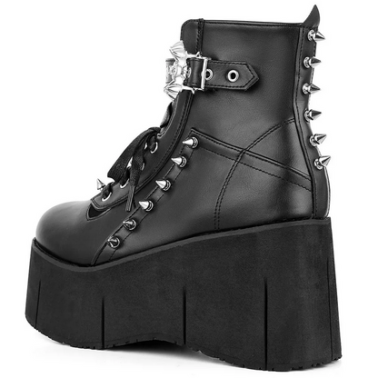 Women’s Black Studded Goth Platform Wedge Boots