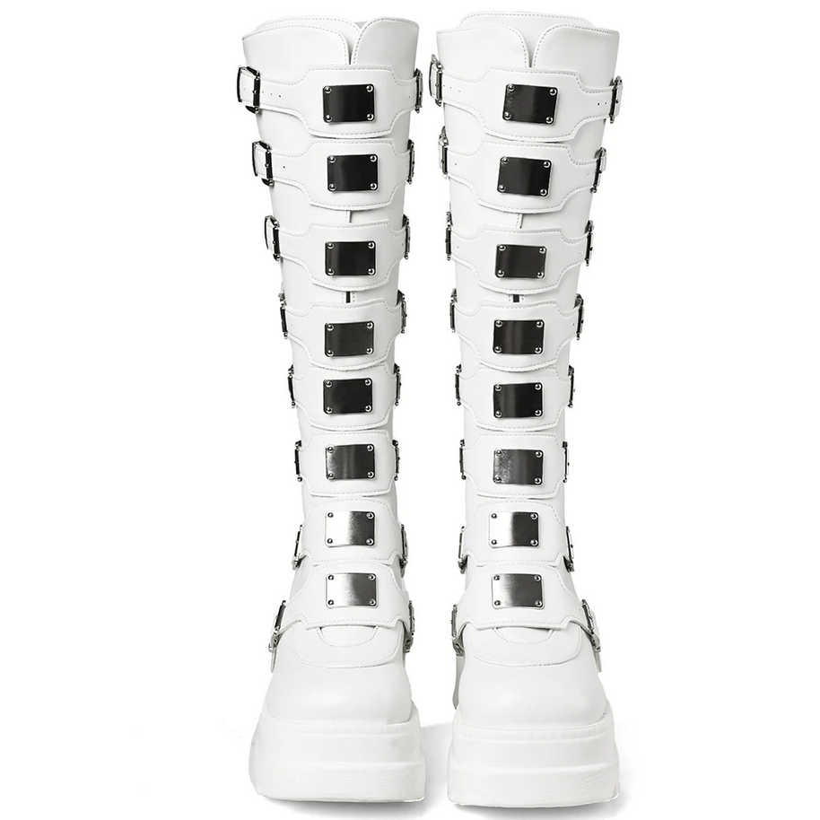 Edgy Goth Metal Buckle Women’s Black Boots