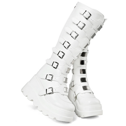 Edgy Goth Metal Buckle Women’s Black Boots