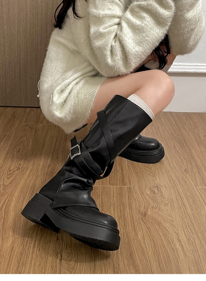 Fashion Slip-On Knee High Boots Women