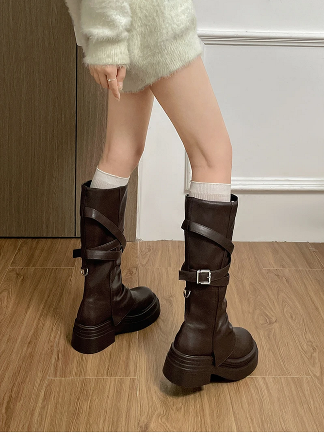 Fashion Slip-On Knee High Boots Women