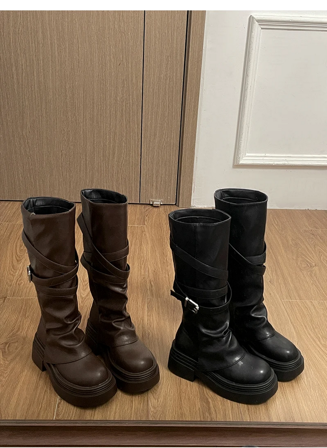 Fashion Slip-On Knee High Boots Women