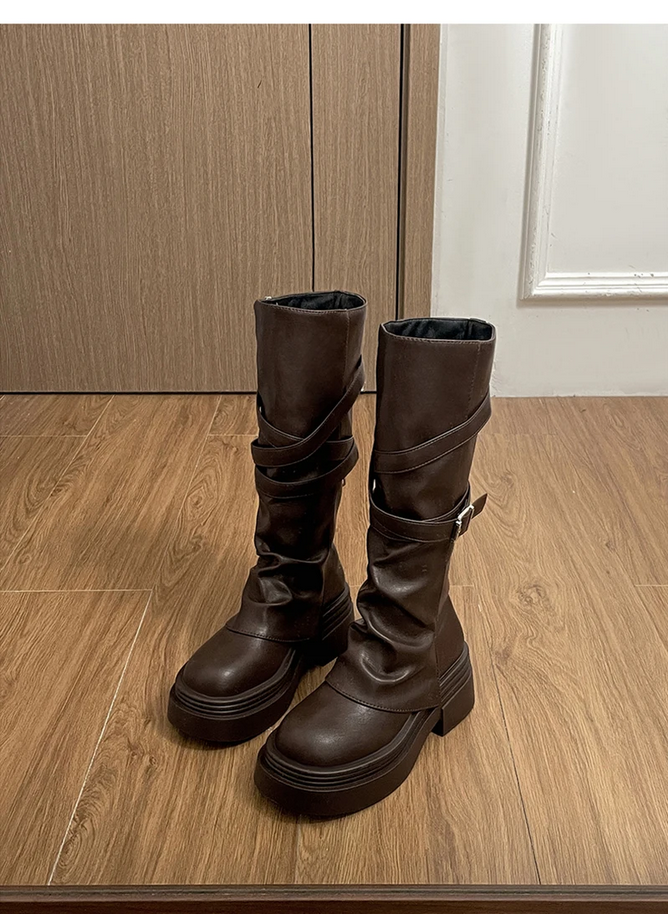 Fashion Slip-On Knee High Boots Women