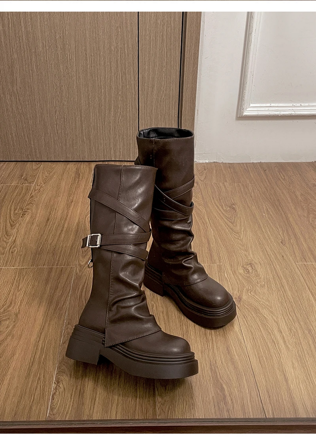 Fashion Slip-On Knee High Boots Women