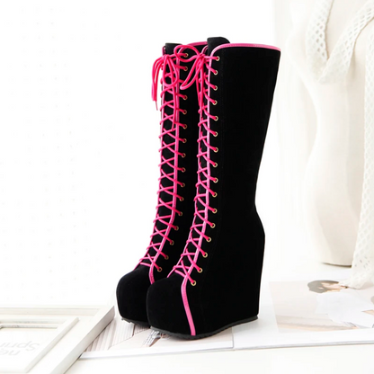 Fashion Knee High Wedge Heel Boots Women