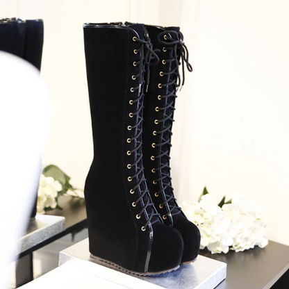 Fashion Knee High Wedge Heel Boots Women