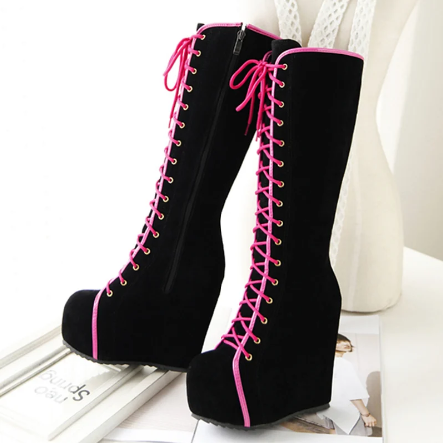 Fashion Knee High Wedge Heel Boots Women