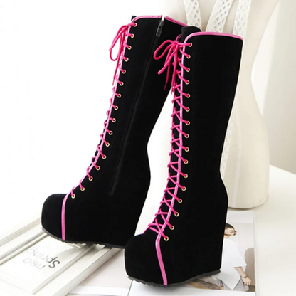 Fashion Knee High Wedge Heel Boots Women