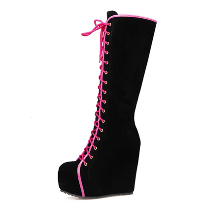 Fashion Knee High Wedge Heel Boots Women