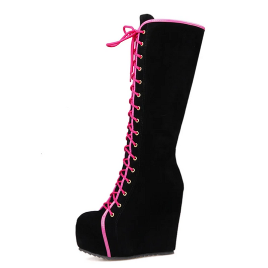 Fashion Knee High Wedge Heel Boots Women