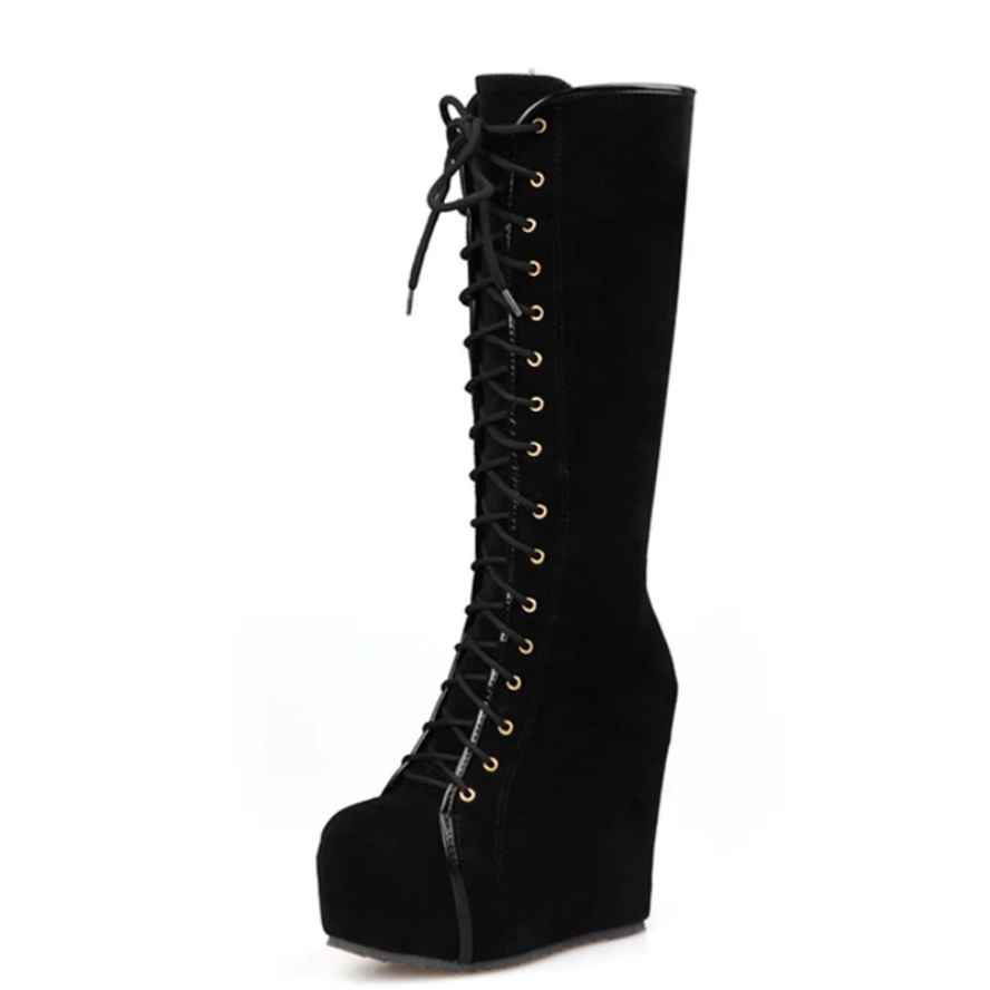 Fashion Knee High Wedge Heel Boots Women