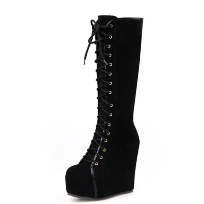 Fashion Knee High Wedge Heel Boots Women