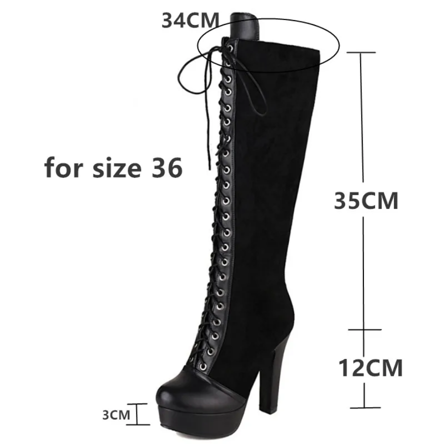 Elegant Gothic Lace-Up Knee Boots Vintage Style Platform Heels for Women