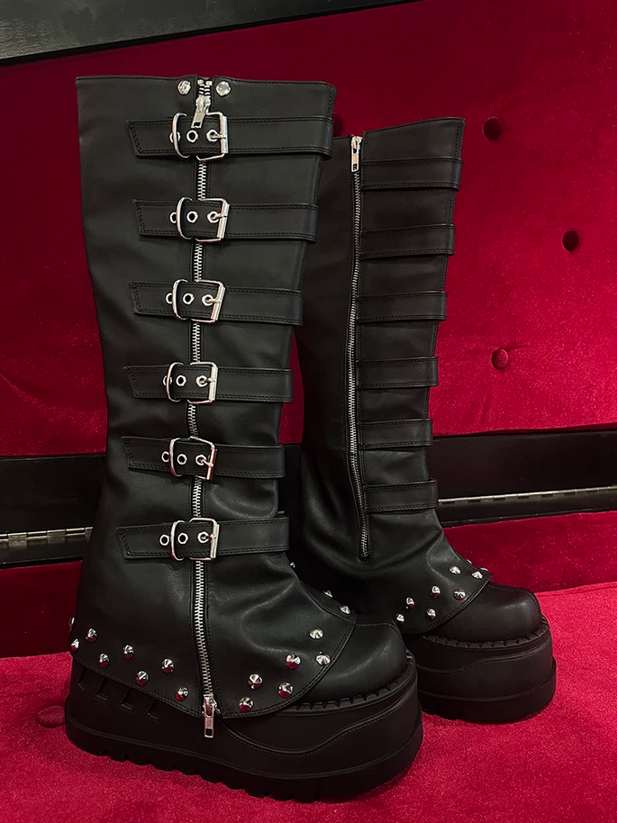Black Goth Platform Boots for Women Chunky Punk Style Fashion Footwear