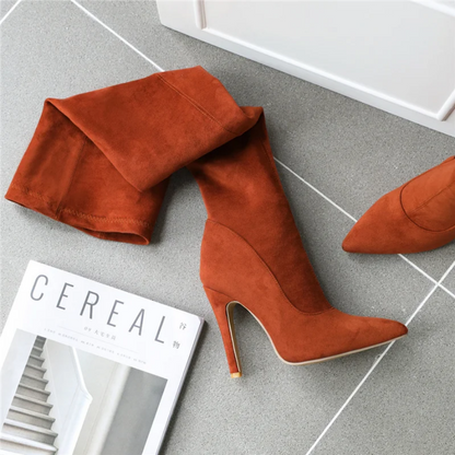 Over-the-Knee High Heel Boots for Women Stretchy Slim Thigh High Fashion Boots