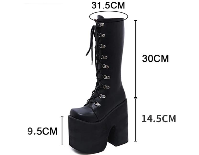 Gothic Punk High-Heeled Women’s Boots Thick-Soled Platform  Style Shoes