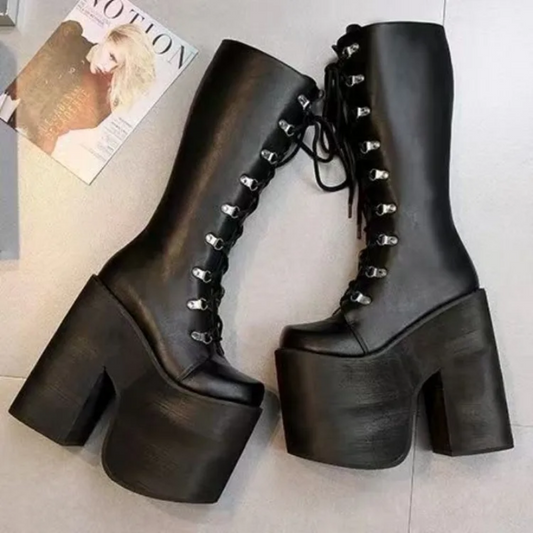 Gothic Punk High-Heeled Women’s Boots Thick-Soled Platform  Style Shoes
