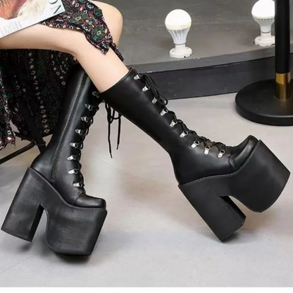 Gothic Punk High-Heeled Women’s Boots Thick-Soled Platform  Style Shoes