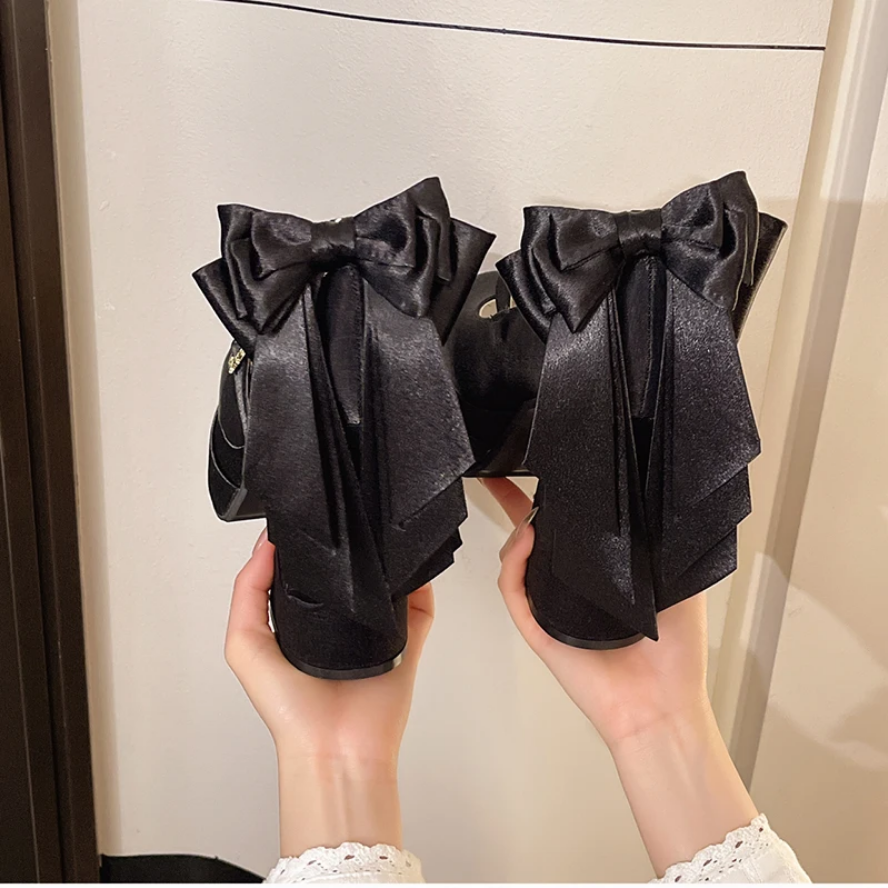 Summer Platform Mary Jane Heels Lolita Butterfly-Knot Shoes for Women