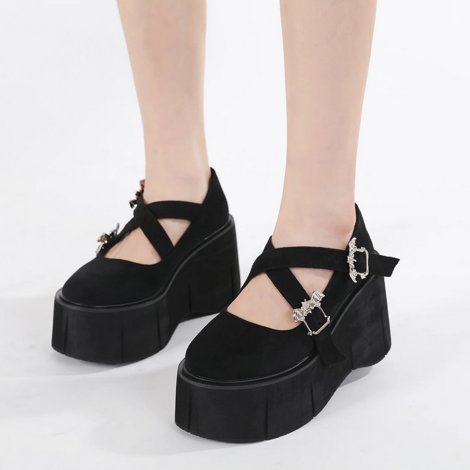 Gothic Mary Jane Platform Heels - Waterproof Thick Sole Women's Shoes