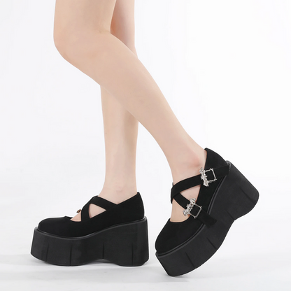 Gothic Mary Jane Platform Heels - Waterproof Thick Sole Women's Shoes