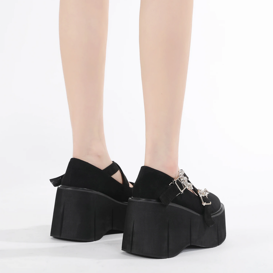 Gothic Mary Jane Platform Heels - Waterproof Thick Sole Women's Shoes