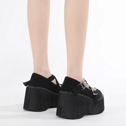 Gothic Mary Jane Platform Heels - Waterproof Thick Sole Women's Shoes