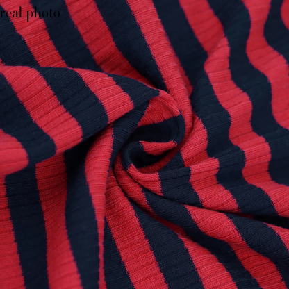 Grunge Striped Mall Gothic T-Shirt  Punk E-Girl Aesthetic Bodycon Top