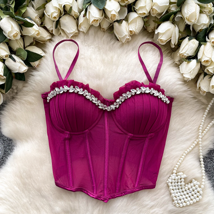 Strapless Diamonds Corset Top - Slim Fit Sparkle Bustier for Women