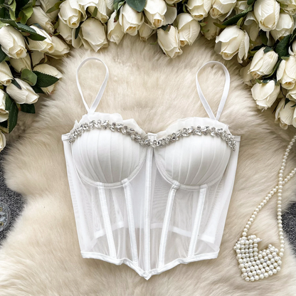 Strapless Diamonds Corset Top - Slim Fit Sparkle Bustier for Women
