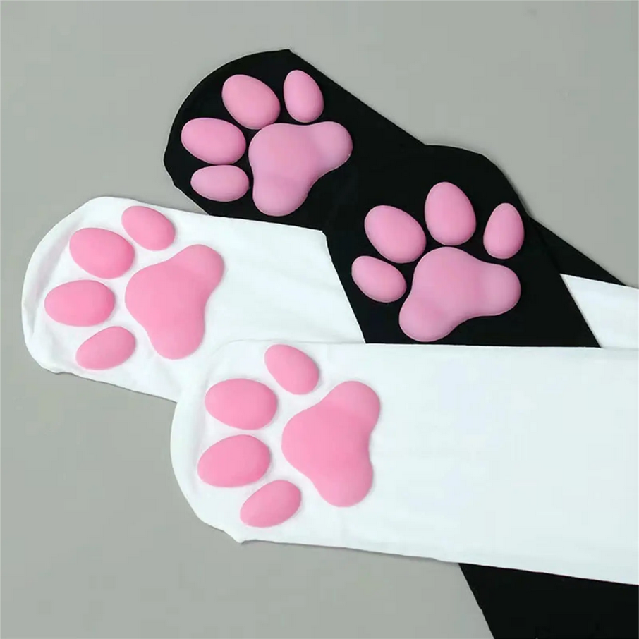 3D Cat Paw Knee High Socks Cute Design Socks (1 Pair)