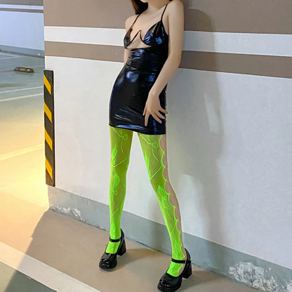 Sexy Hollow Out Jacquard Fishnet Tights - Floral Lace High Waist Pantyhose