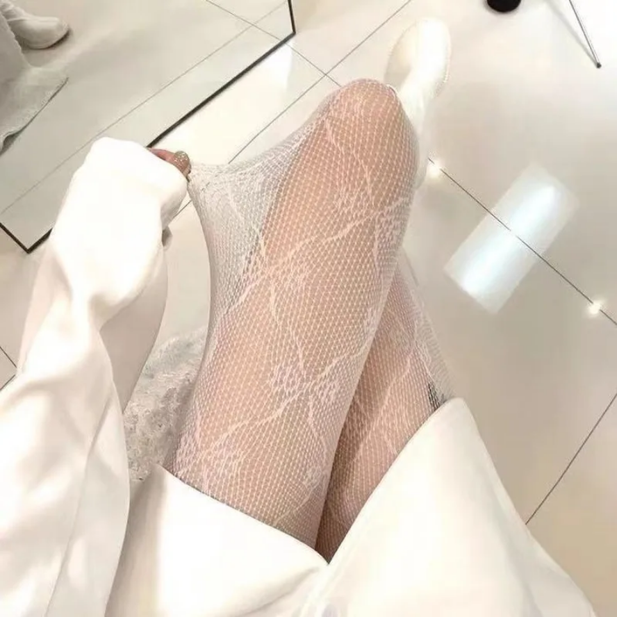 Bow Mesh Embroidery Tights Sexy Bowknot Fishnet Pantyhose for Women